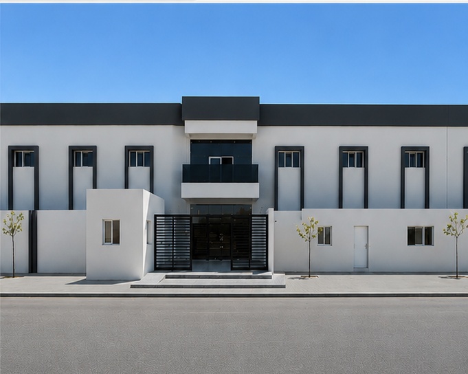Al Kawthar School in Saihat featuring aluminium and glass works
